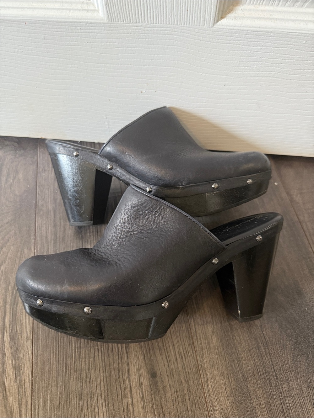 Rockport Katja Wood Bottom Clogs with Adidas Adiprene Footbed